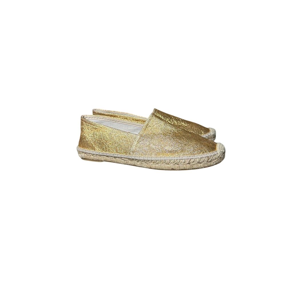 J.CREW GOLD METALLIC CANVAS ESPADRILLE FLATS SIZE 9 NEW